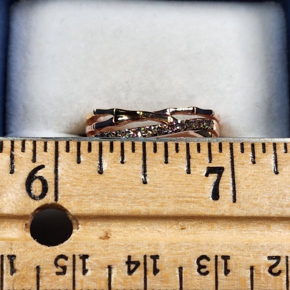 Natural Champagne Diamond ring in vermeil Rose Gold over 915 SS .25ct size 8 - Picture 3 of 6